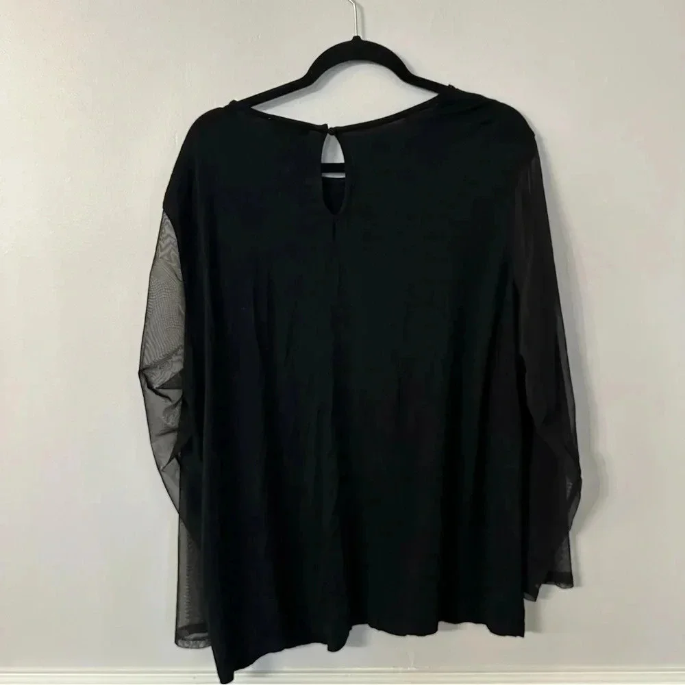 Carmen Marc Valvo Women's Black Lace/Sheer Arms and Chest Details Size 2X GUC - Picture 7 of 7